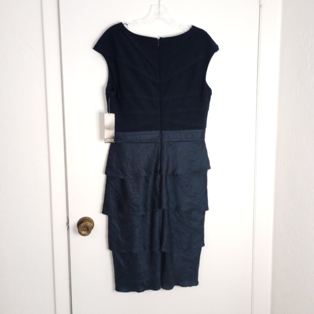 Adrianna Papell Midnight Navy Blue Tiered Ruffle Cocktail Dress - Picture 7 of 11
